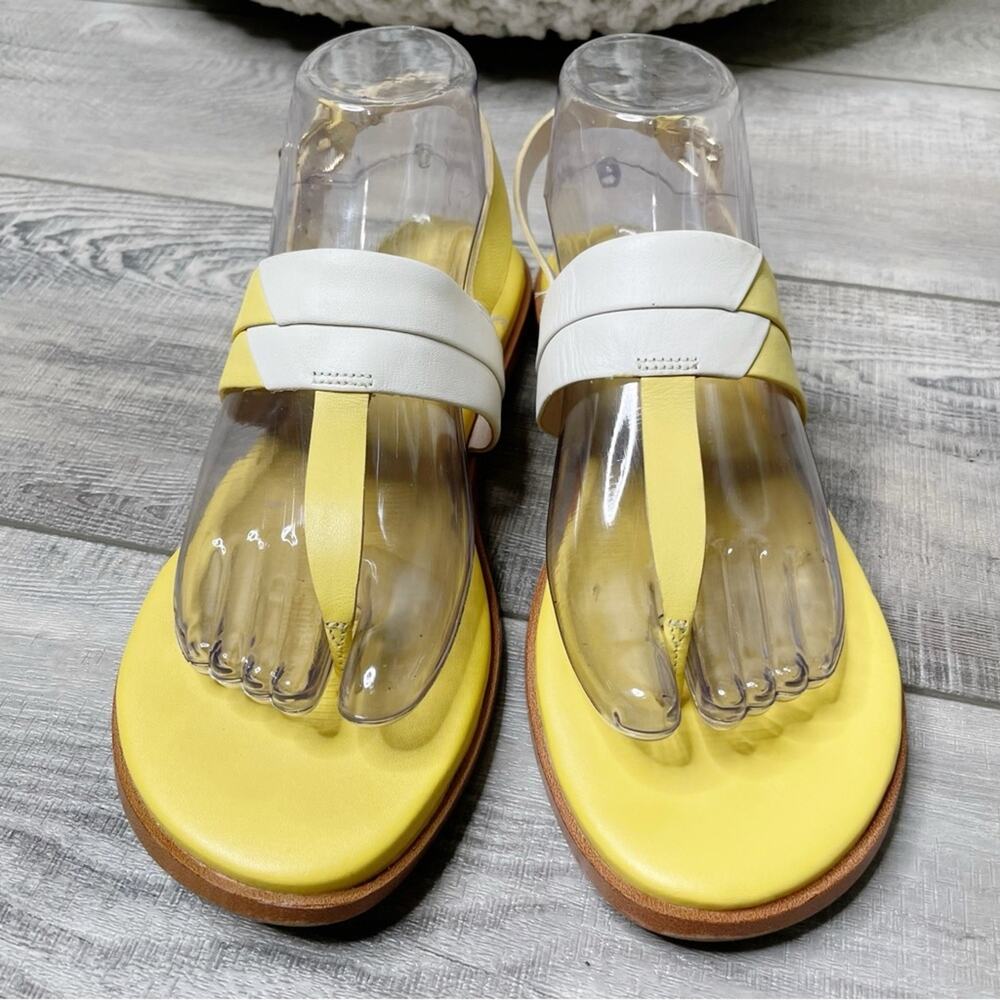 Cole Haan Grand 360 Leather T-Strap Thong Sandals Yellow White Size 8M - Picture 3 of 7